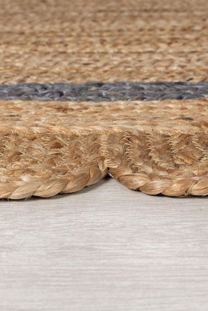 Flycarpets Grace Vloerkleed - Jute - Laagpolig Modern - Naturel / Grijs
