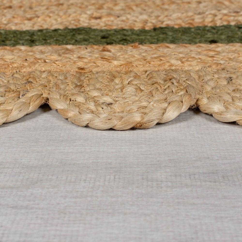 Flycarpets Grace Vloerkleed - Jute - Laagpolig Modern - Naturel / Groen