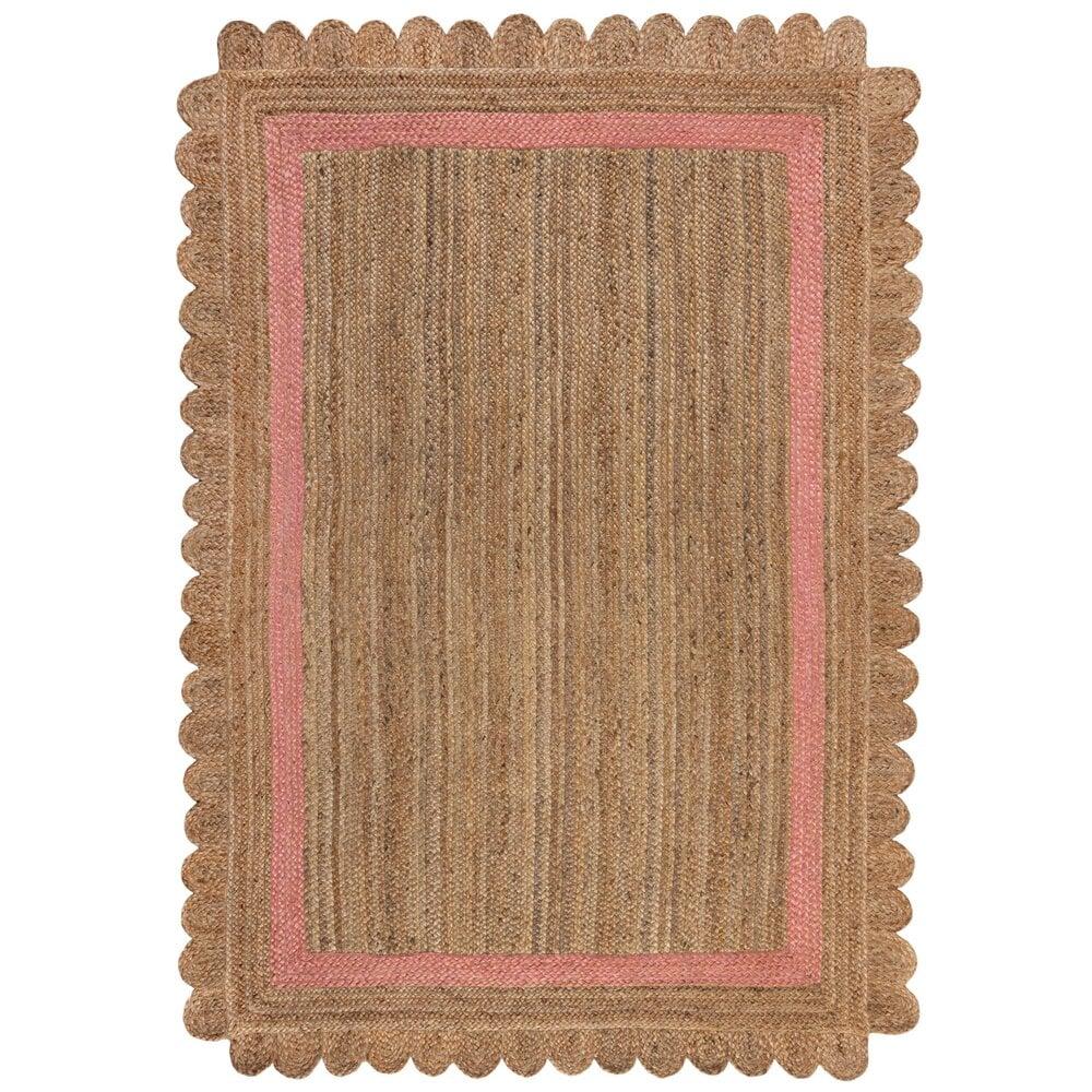 Flycarpets Grace Vloerkleed - Jute - Laagpolig Modern - Naturel / Roze