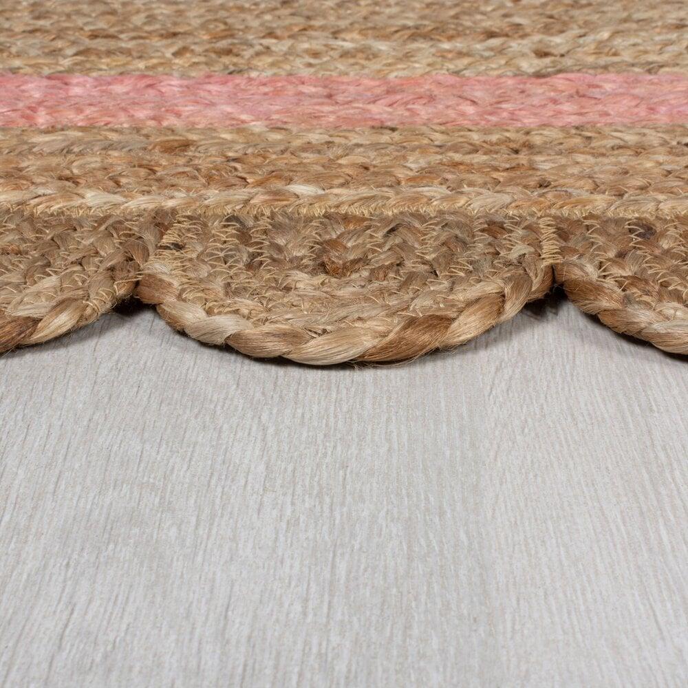 Flycarpets Grace Vloerkleed - Jute - Laagpolig Modern - Naturel / Roze