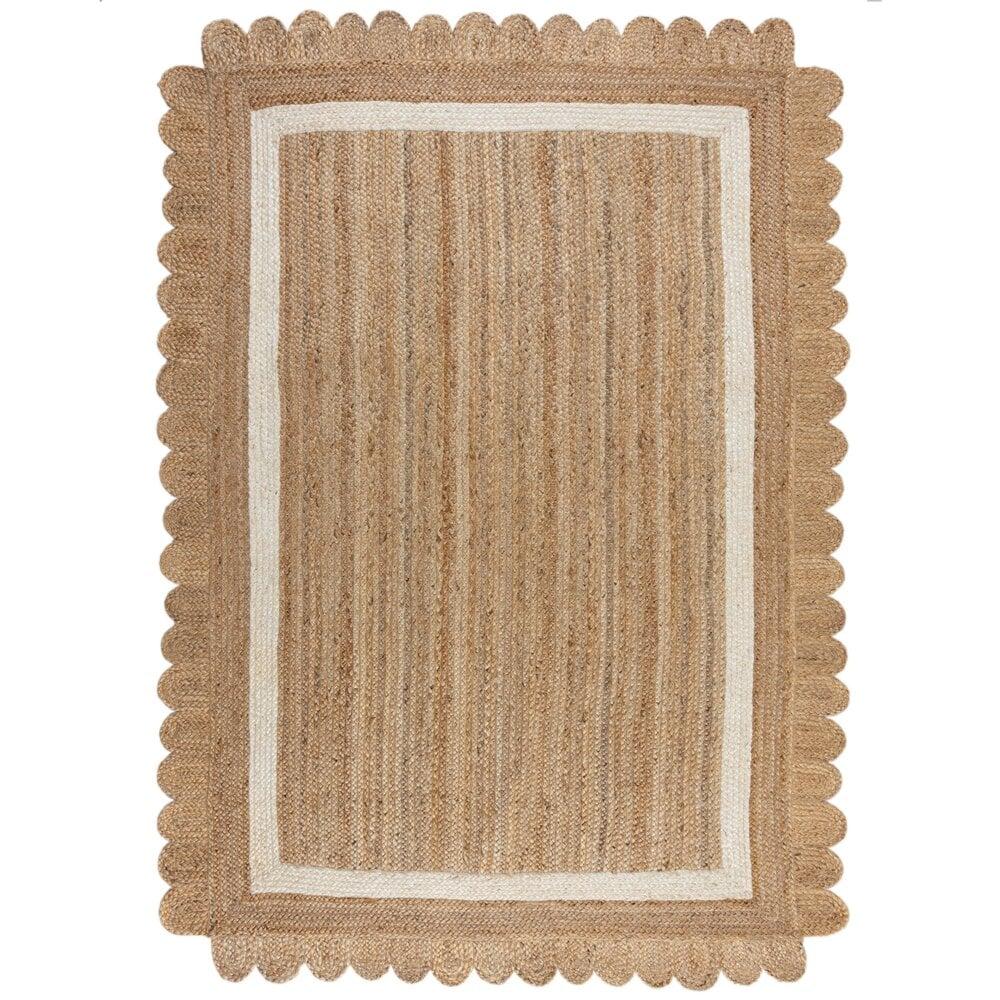 Flycarpets Grace Vloerkleed - Jute - Laagpolig Modern - Naturel / Wit