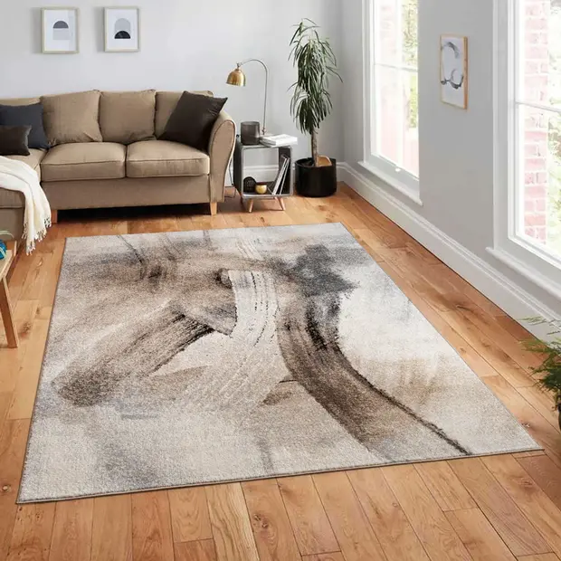flycarpets Grafisch vloerkleed - Monira Beige/Taupe/Grijs