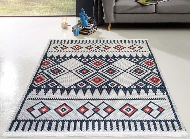 flycarpets Hana Vintage Indoor & Outdoor Crème / Multi vloerkleed - Wasbaar