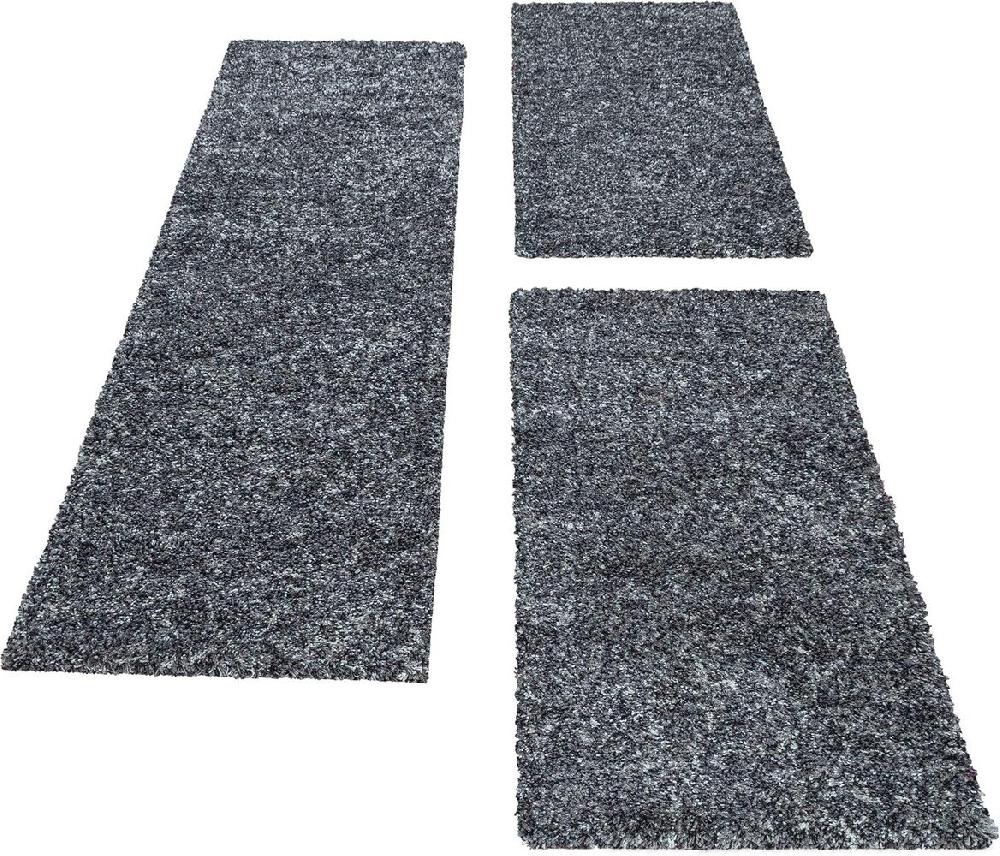 Flycarpets Hoogpolig Loper - Lorium Antraciet - Wit - Grijs