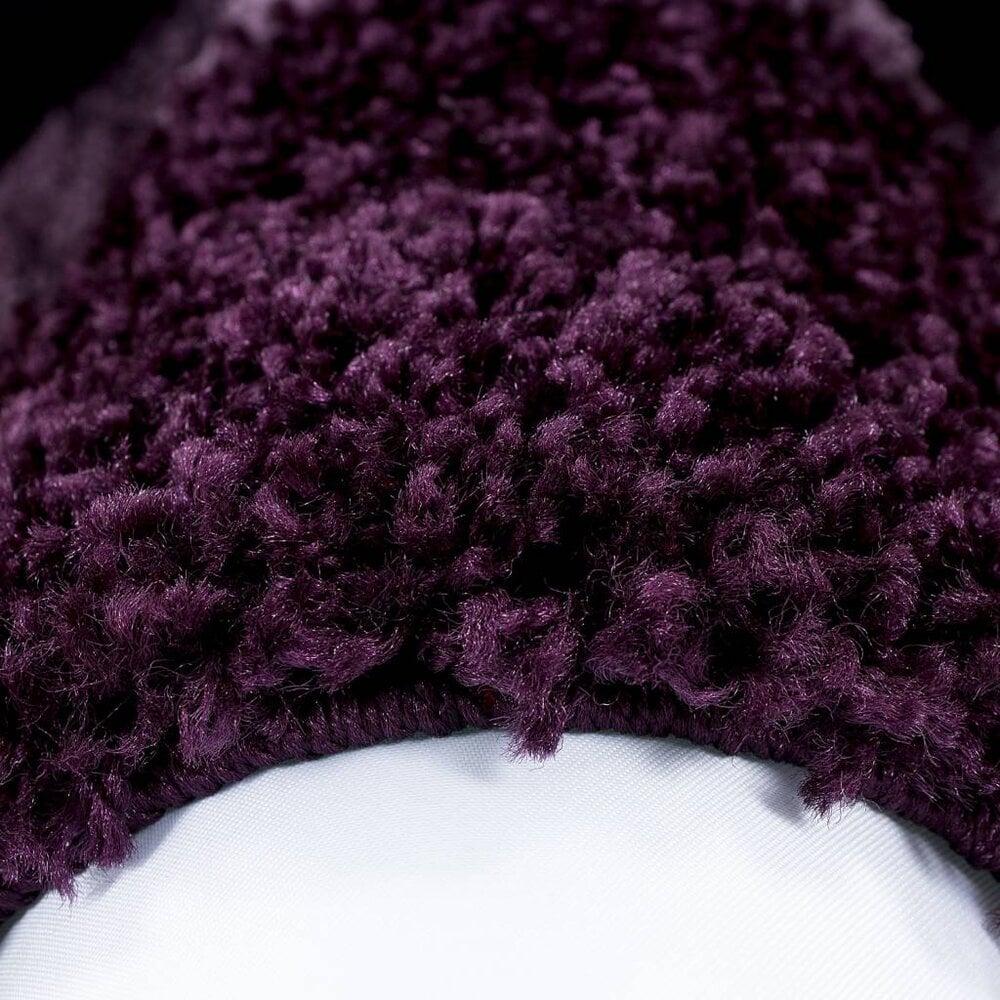 Flycarpets Hoogpolig Vloerkleed - Candy Shaggy Paars Lijstmotief