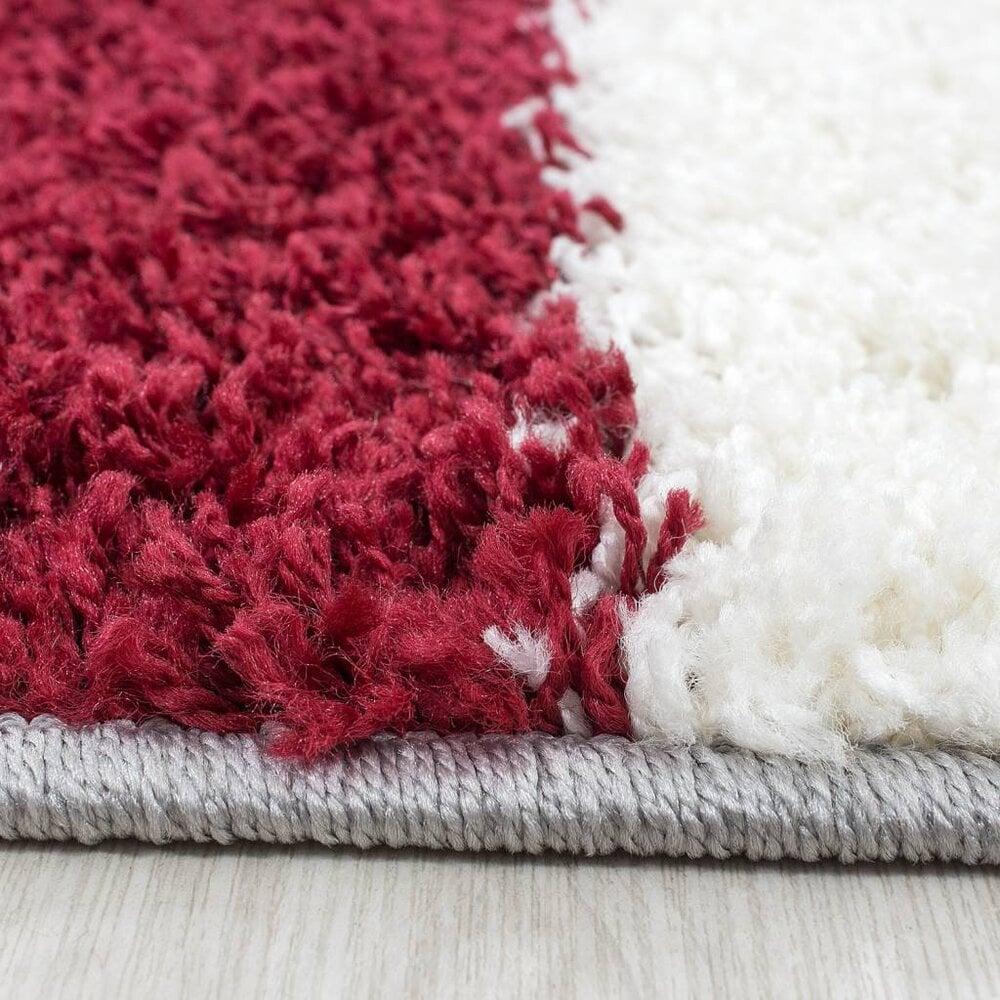 Flycarpets Hoogpolig Vloerkleed -candy Shaggy Rood Geblokt