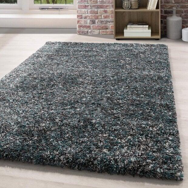 flycarpets Hoogpolig vloerkleed - Lorium gemêleerd Blauw/Grijs/Crème