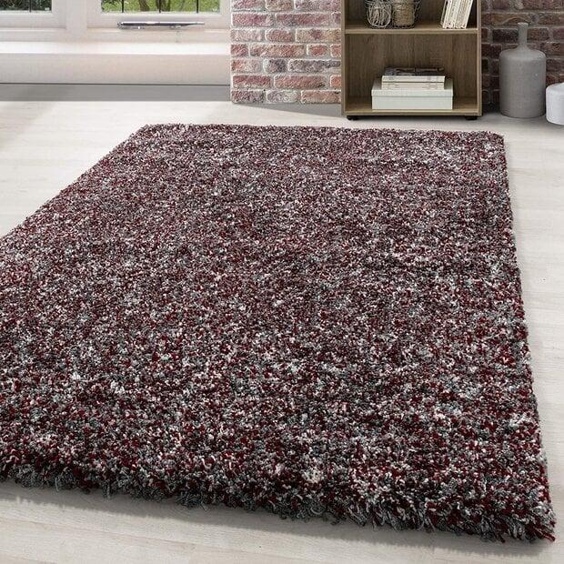 flycarpets Hoogpolig vloerkleed - Lorium gemêleerd Rood/Grijs/Wit