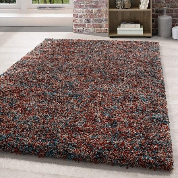 flycarpets Hoogpolig vloerkleed - Lorium gemêleerd Terra/Blauw/Beige