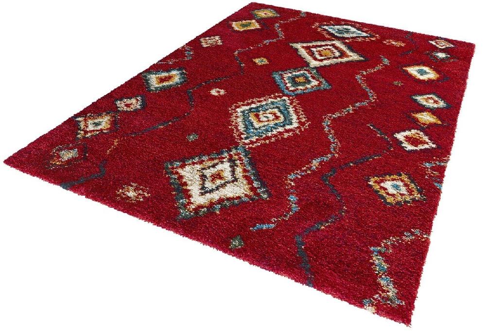 Flycarpets Hoogpolig Vloerkleed - Nomadic Bohemian Rood/Multi