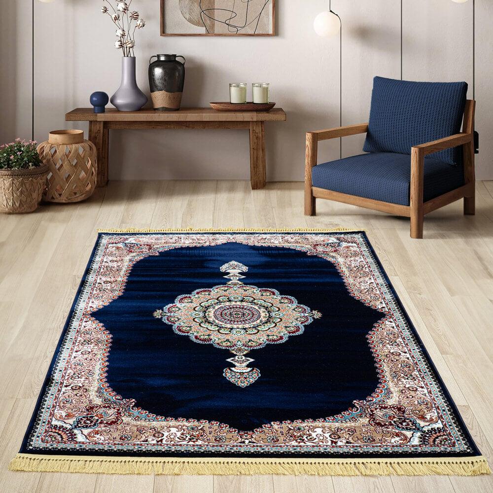 Flycarpets Isfahan Vloerkleed - Oosters Medaillon Klassiek - Blauw