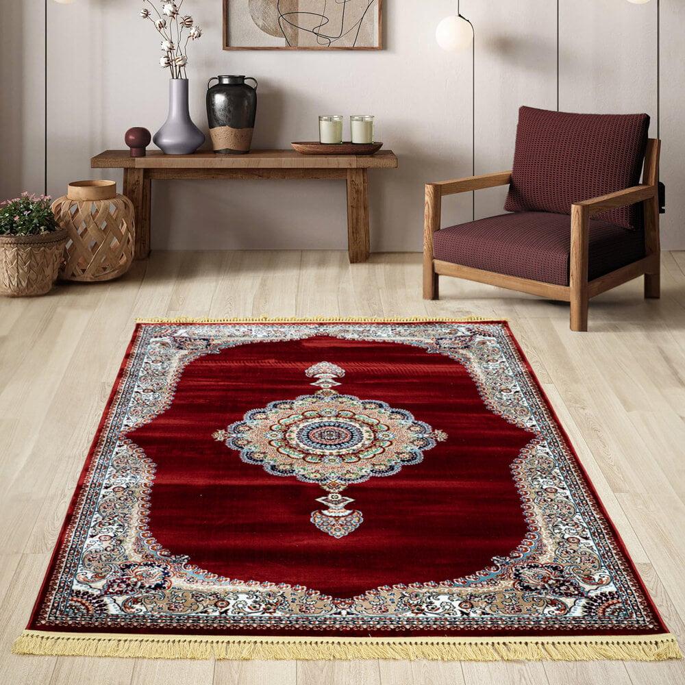 Flycarpets Isfahan Vloerkleed - Oosters Medaillon Klassiek - Rood