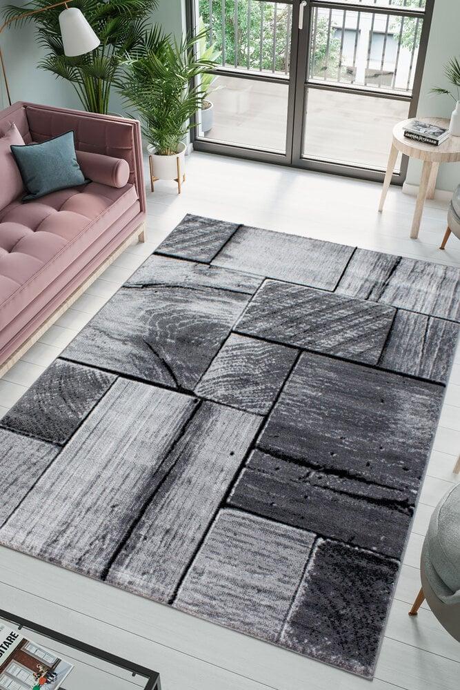 Flycarpets Jaden Modern Grijs / Zwart Vloerkleed - Laagpolig