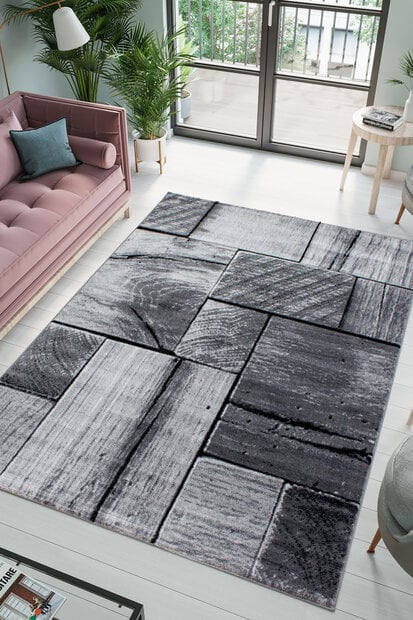 flycarpets Jaden Modern Grijs / Zwart vloerkleed - Laagpolig