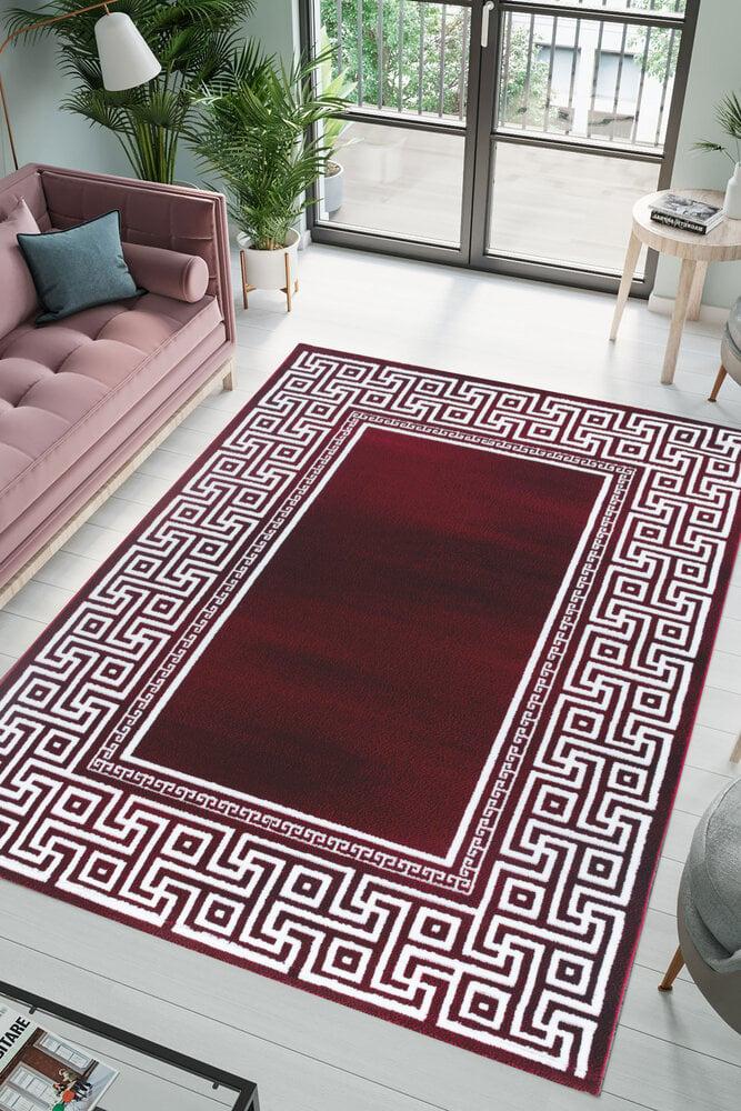 Flycarpets Jaden Modern Rood / Wit Vloerkleed - Laagpolig