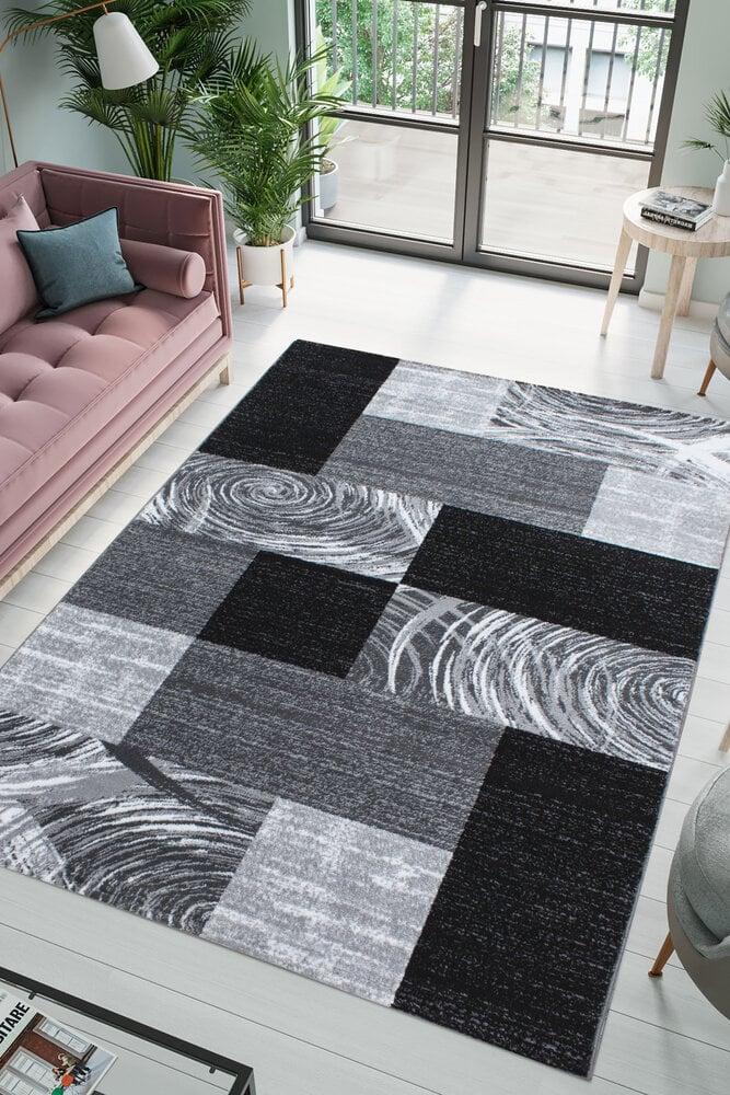 Flycarpets Jaden Modern Zwart / Grijs Vloerkleed - Laagpolig