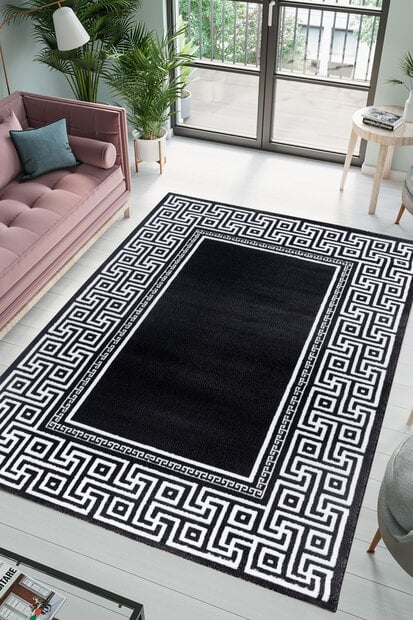 flycarpets Jaden Modern Zwart / Wit vloerkleed - Laagpolig