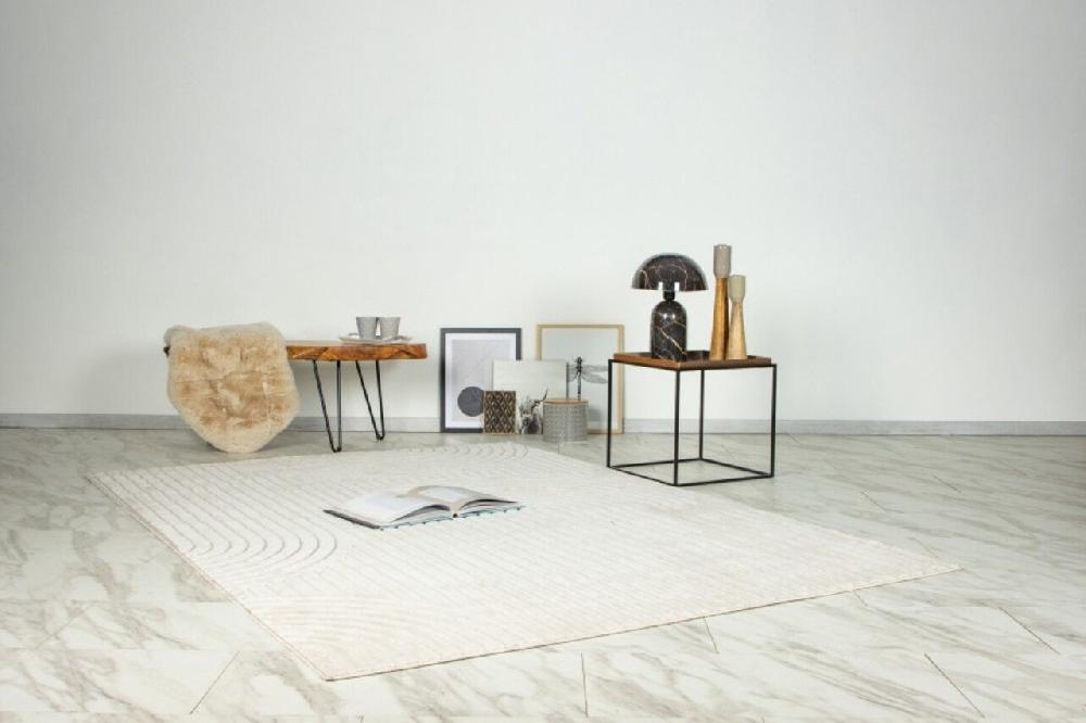 Flycarpets Justina Vloerkleed - Japandi Stijl Voor Binnen & Buiten Modern - Crème