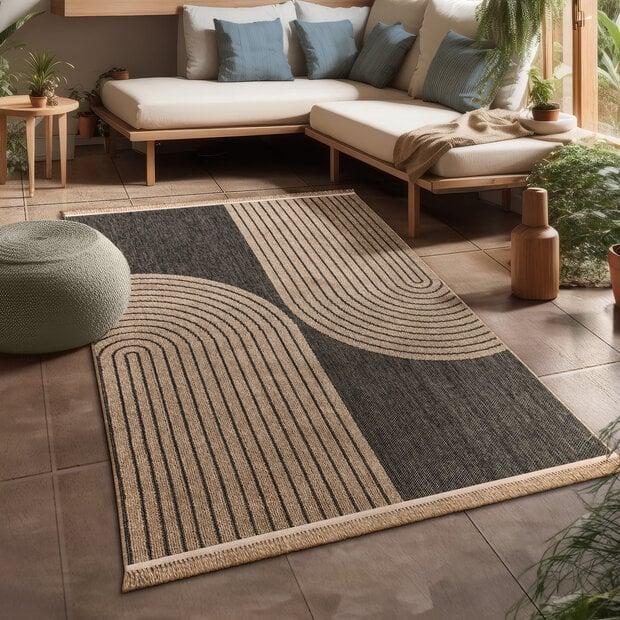 flycarpets Jute buitenkleed - Colinna Japandi Antraciet/Beige