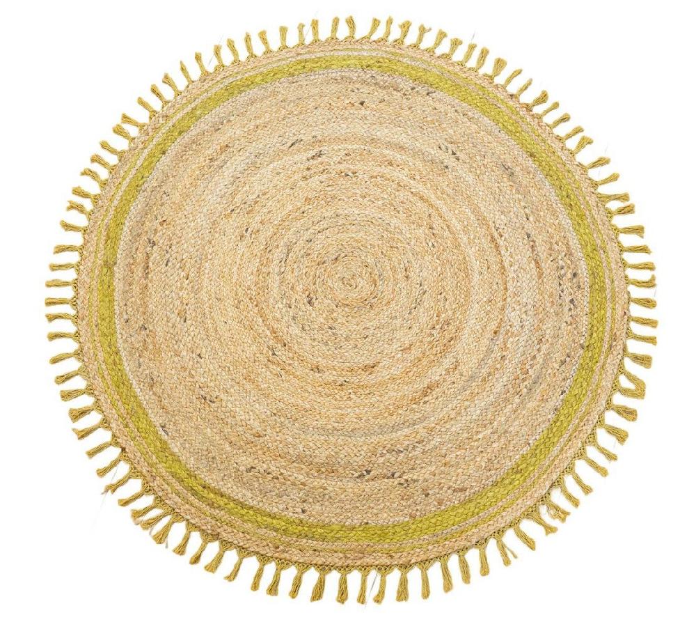 Flycarpets Jute Handgemaakt Naturel / Geel Vloerkleed - Rond