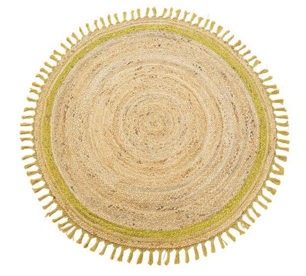flycarpets Jute Handgemaakt Naturel / Geel vloerkleed - Rond