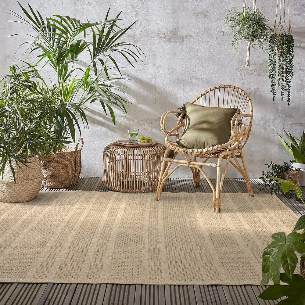 Flycarpets Jute Look Buitenkleed - Ceres Gestreept Naturel
