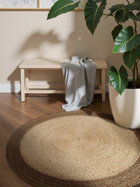 flycarpets Jute vloerkleed - Jutta Rond Bruin/Naturel
