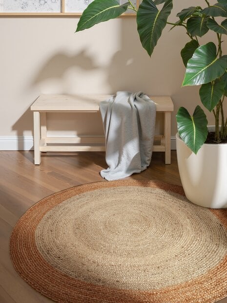 flycarpets Jute vloerkleed - Jutta Rond Crème/Naturel