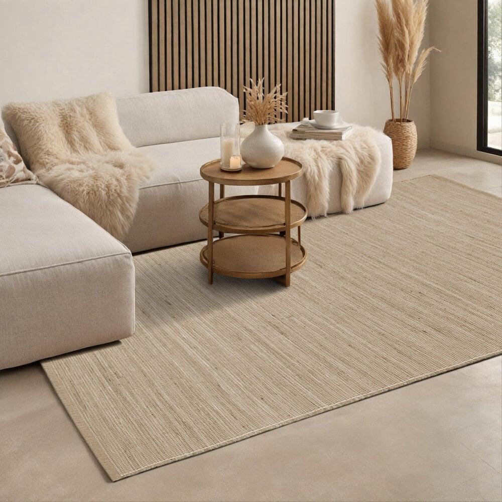 Flycarpets Jute Wol Katoen Vloerkleed - Dhaka Naturel