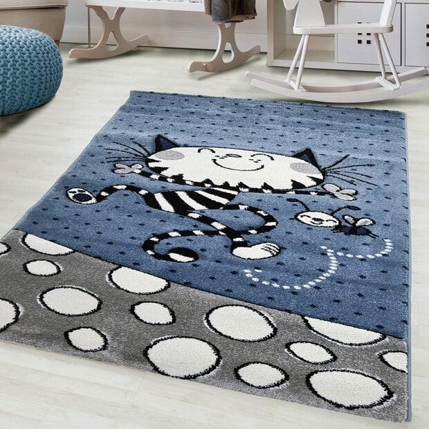 flycarpets Kids Kat Blauw Grijs vloerkleed - Kinderkamer