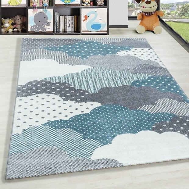 flycarpets Kids Kinderkamer Blauw - Grijs vloerkleed - Wolken