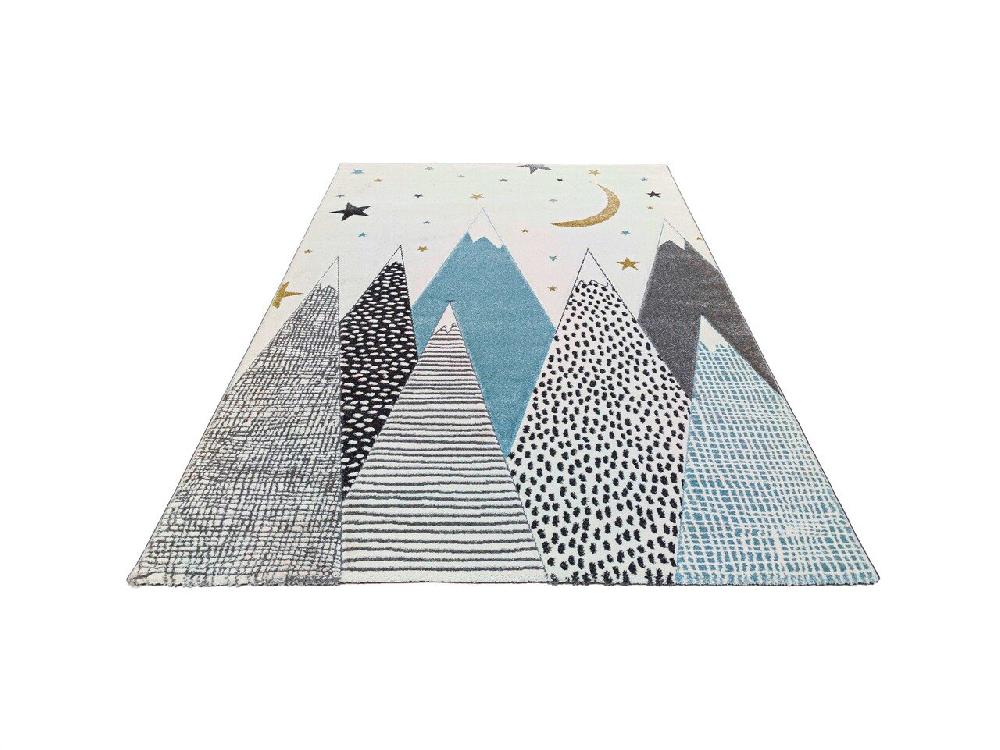Flycarpets Kids Kinderkamer Blauw Vloerkleed - Berg Motief