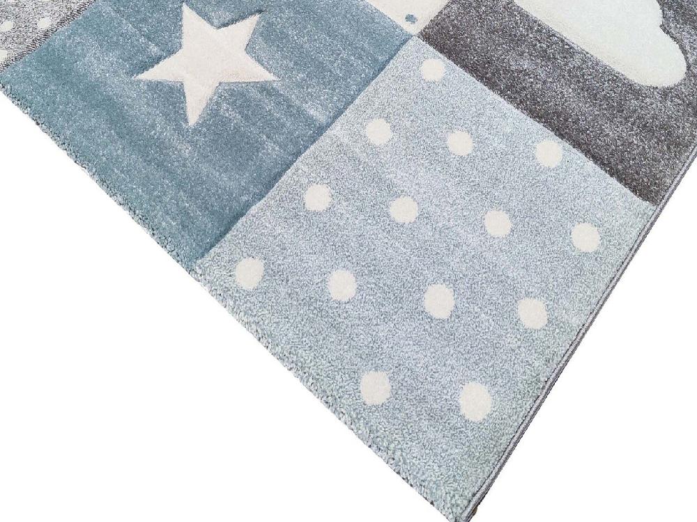 Flycarpets Kids Kinderkamer Blauw Vloerkleed - Ster En Wolk