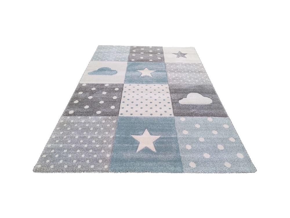 Flycarpets Kids Kinderkamer Blauw Vloerkleed - Ster En Wolk