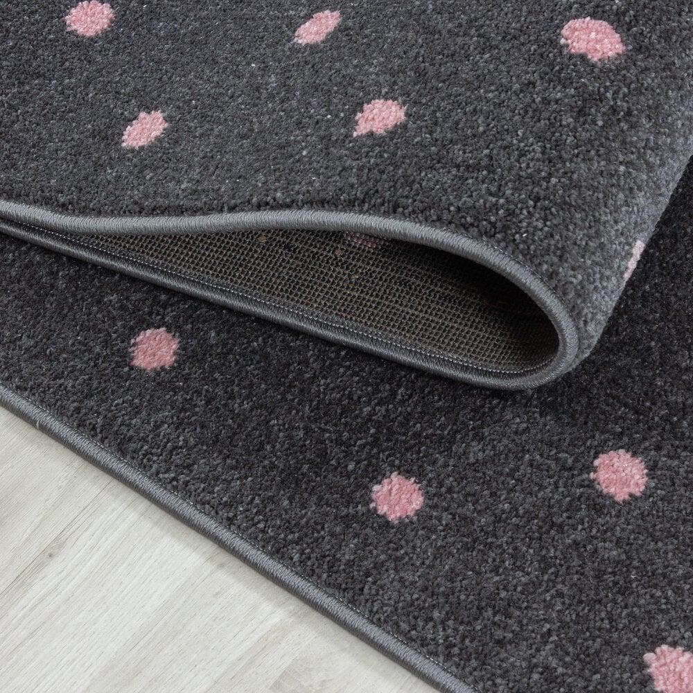 Flycarpets Kids Kinderkamer Rond Grijs / Roze Vloerkleed - Hart