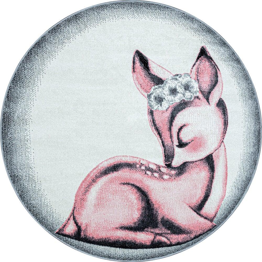 Flycarpets Kids Kinderkamer Rond Roze Vloerkleed - Bambi