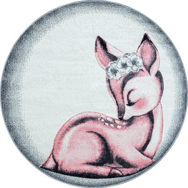 flycarpets Kids Kinderkamer Rond Roze vloerkleed - Bambi