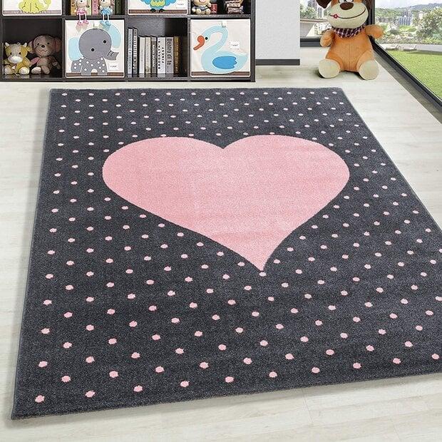 flycarpets Kids Kinderkamer Roze - Grijs vloerkleed - Hart