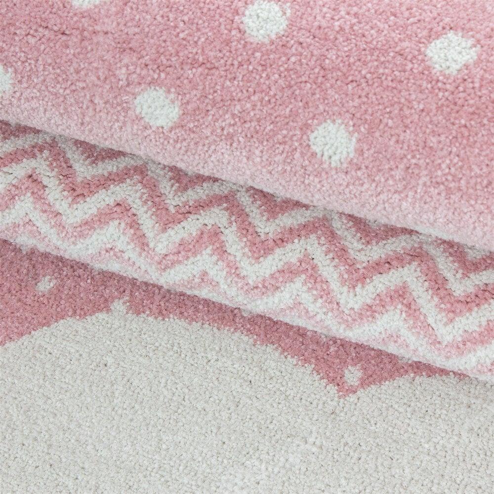 Flycarpets Kids Kinderkamer Roze - Grijs Vloerkleed - Wolken