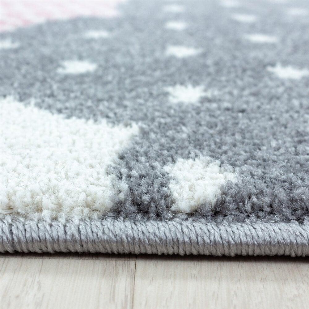 Flycarpets Kids Kinderkamer Roze - Grijs Vloerkleed - Wolken