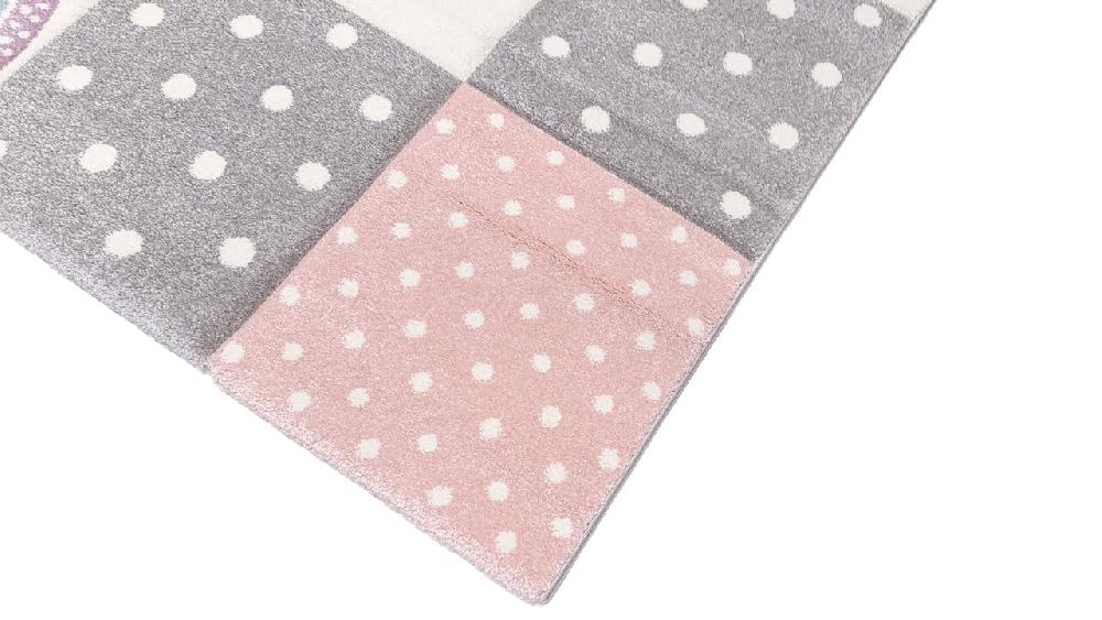 Flycarpets Kids Kinderkamer Roze Vloerkleed - Geblokt
