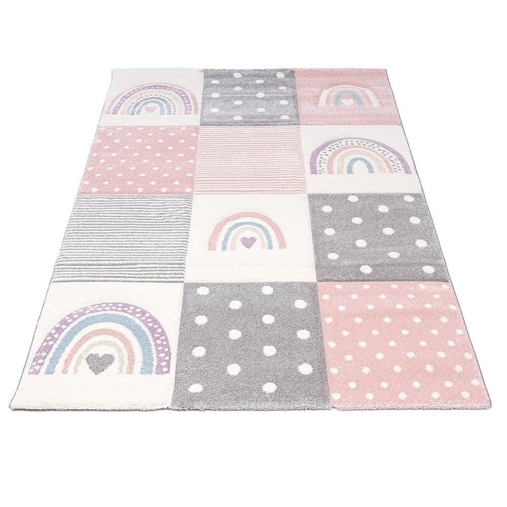 Flycarpets Kids Kinderkamer Roze Vloerkleed - Geblokt