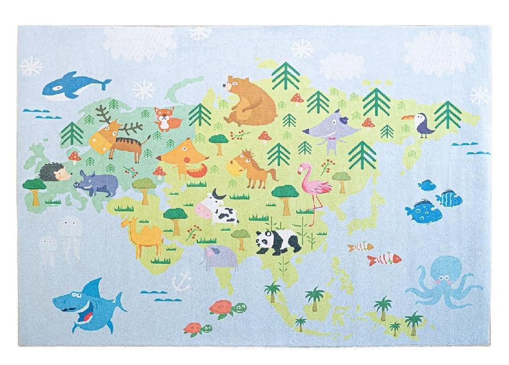 Flycarpets Kids Speelkleed Kinderkamer Multi Vloerkleed - Wereldkaart