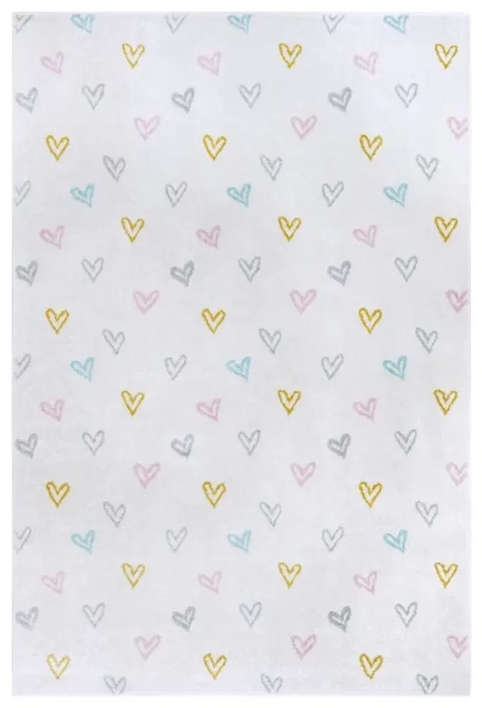 Flycarpets Kindervloerkleed - Adventures Hartjes Crème/Multi