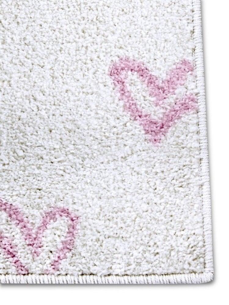 Flycarpets Kindervloerkleed - Adventures Hartjes Crème/Roze