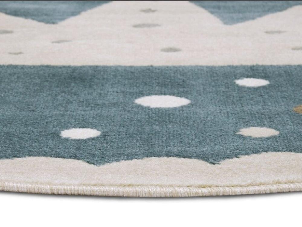 Flycarpets Kindervloerkleed - Adventures Kroon Blauw/Crème