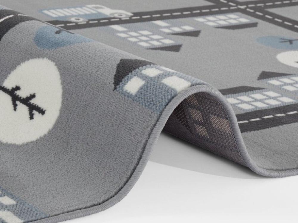 Flycarpets Kindervloerkleed - Adventures Stad Design Grijs/Blauw
