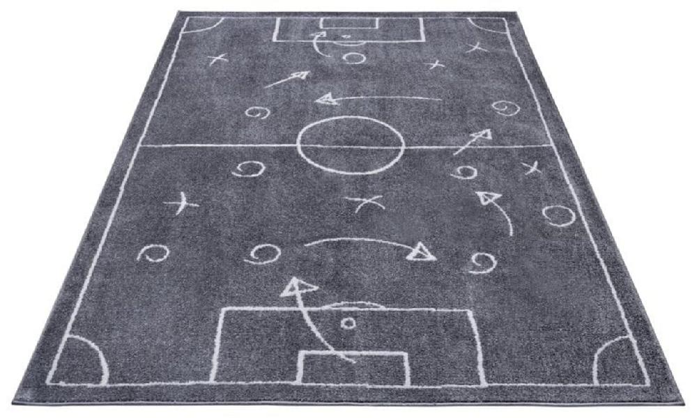 Flycarpets Kindervloerkleed - Adventures Voetbalveld Grijs