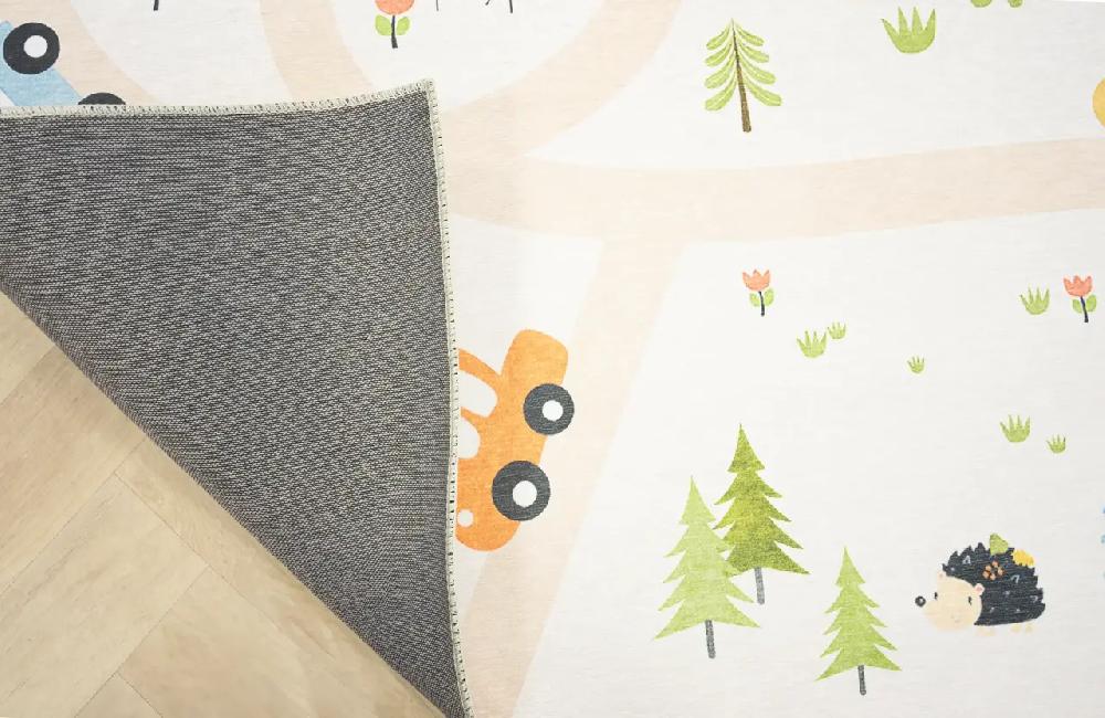 Flycarpets Kindervloerkleed - Happy Roads Beige/Multi