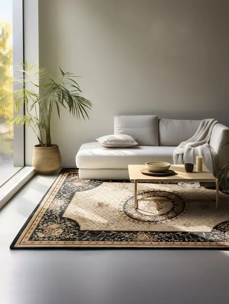 flycarpets Klassiek vloerkleed - Herat Adraskan Zwart/Beige